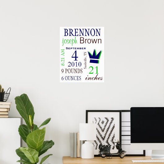 Boy Birth Stats Poster (Heimbüro)