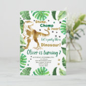 Boy Birthday Dinosaur Einladung, T-Rex Geburtstag Einladung (Stehend Vorderseite)
