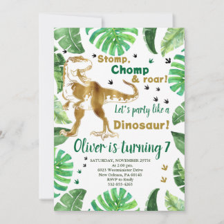 Boy Birthday Dinosaur Einladung, T-Rex Geburtstag Einladung