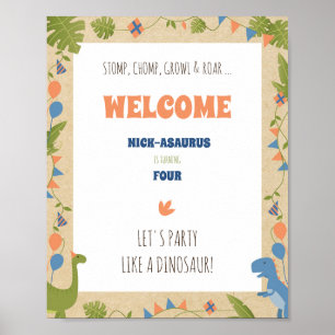 Boy Birthday - Dinosaurier Stomp 8x10 vertikale Ma Poster