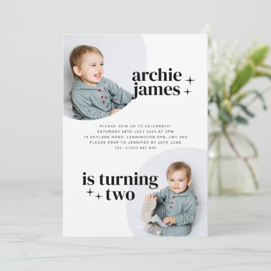 Boy Birthday Einladung mit Arches (Stehend Vorderseite)