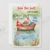 Boy Birthday Fishing Einladung (Vorderseite)