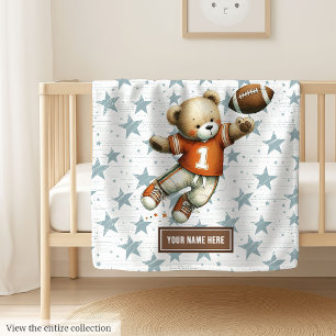 Boy Birthday Geschenk American Football Teddy Blan Fleecedecke