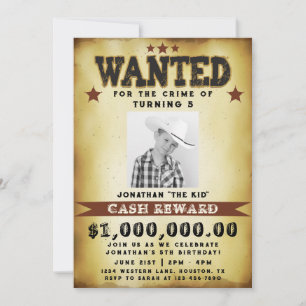 Boy Birthday Gewollt Poster Cowboy Einladung