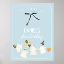 Boy Birthday Ghost und Black Bow Baby Dusche