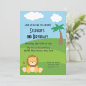 Boy Birthday Invitation Lion Animal Jungle Forest Einladung (Stehend Vorderseite)