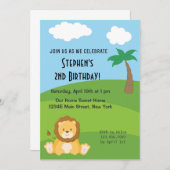 Boy Birthday Invitation Lion Animal Jungle Forest Einladung (Vorne/Hinten)