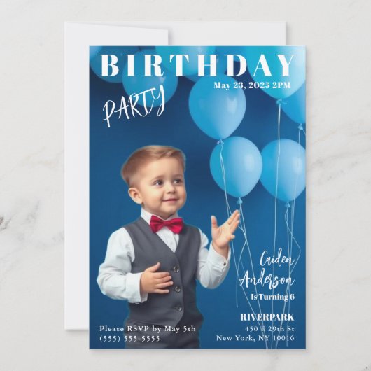 Boy Birthday Party Magazine Cover Einladung (Vorderseite)