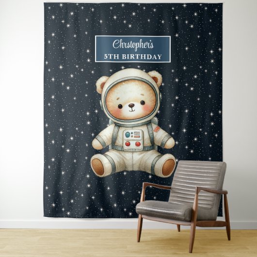 Boy Birthday Party Tapestry mit Space Bär Wandteppich (Beispiel)