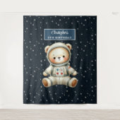 Boy Birthday Party Tapestry mit Space Bär Wandteppich (Vorderseite)