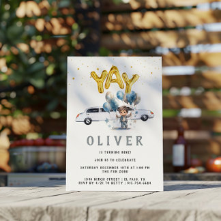Boy Birthday Party | Weißer Limo Einladung