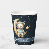 Boy Birthday Space Party Cups Teddy Bear Astronaut Pappbecher (Vorderseite)