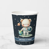 Boy Birthday Teddy Bear Astronaut Party Paper Cups Pappbecher (Rückseite)