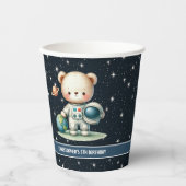 Boy Birthday Teddy Bear Astronaut Party Paper Cups Pappbecher (Vorderseite)