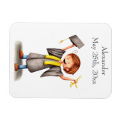 Boy Black Yellow Regalia Illustration Abschluss Magnet (Horizontal)