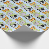 Boy Blue Baby Dusche Niedlich Safari Jungle Animal Geschenkpapier (Ecke)