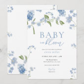 Boy Blue Baby in Bloom Baby Dusche Einladung (Vorne/Hinten)