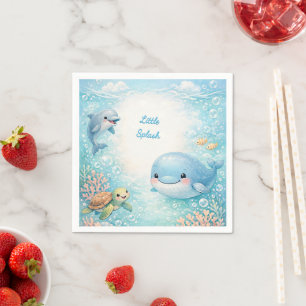 Boy Blue Baby Shower Ozean Party Wal Delfin Serviette