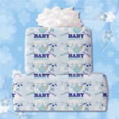 Boy Blue Baby Showpersonalize Name Text Geschenkpapier