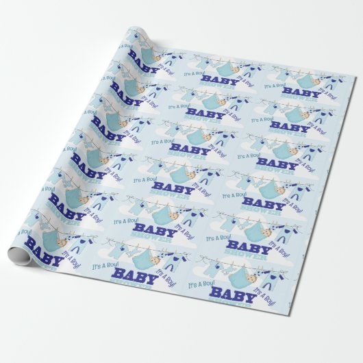 Boy Blue Baby Showpersonalize Name Text Geschenkpapier (Ungerollt)