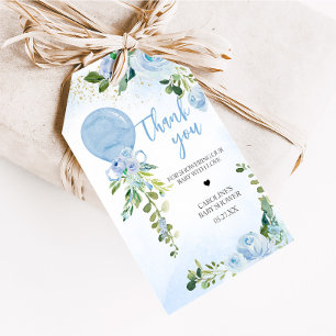 Boy Blue Balloon Greenerenery Baby Shower Favor Ta Geschenkanhänger