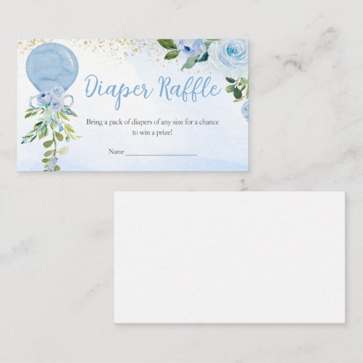 Boy Blue Balloon Greenerenery Diaper Raffle Begleitkarte (Vorne/Hinten)