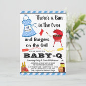 Boy Blue Barbecue Baby Dusche Einladung (Stehend Vorderseite)