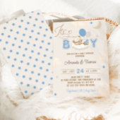 Boy Blue Bear Baby Dusche Einladung