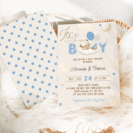 Boy Blue Bear Baby Dusche Einladung