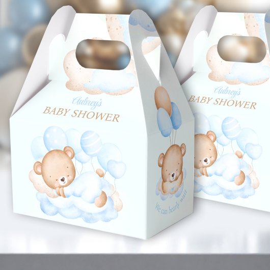 Boy Blue Beige Bear Baby Dusche Gefallen Box Geschenkschachtel