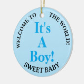 Boy Blue Birth Stats Willkommen in der Welt Keramik Ornament (Links)