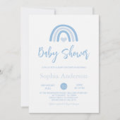Boy Blue Boho Rainbow Baby Dusche Einladung (Vorderseite)