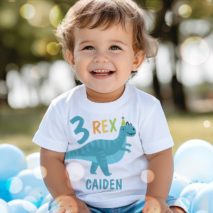 Boy Blue Dinosaurier Three Rex 3. Geburtstags-Part Baby T-shirt