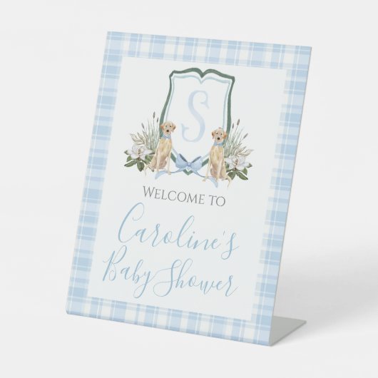 Boy Blue Dog Baby Dusche Preppy Southern Sockelschild (Vorderseite)