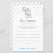 Boy Blue Elephant Baby Shower Game PRINTED (Vorne/Hinten)