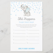 Boy Blue Elephant Baby Shower Game PRINTED (Vorderseite)