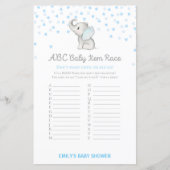 Boy Blue Elephant Baby Shower Game PRINTED (Vorderseite)