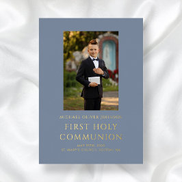 Boy Blue Foto First Heilige Kommunion Gold Folieneinladung