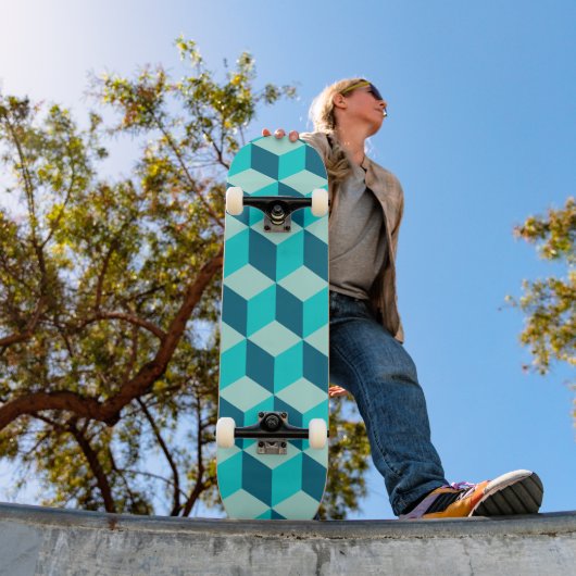 Boy Blue Gebäude Blocks Nahtloses Muster Skateboard (Außenbereich 1)