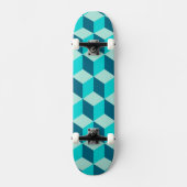 Boy Blue Gebäude Blocks Nahtloses Muster Skateboard (Vorderseite)