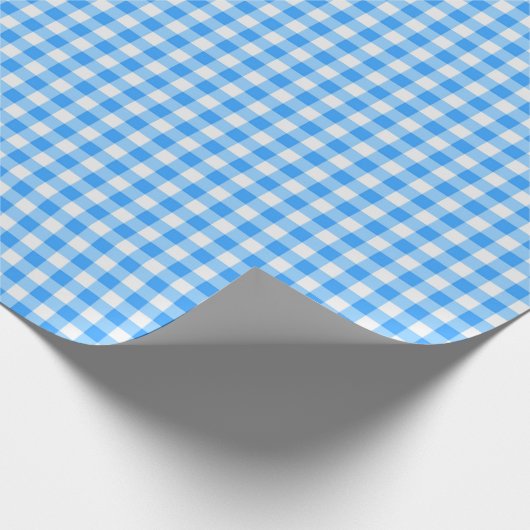 Boy Blue Gingham Birthday Wrapping Paper Geschenkpapier (Ecke)