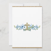 Boy Blue Gold Cross Foto Godparent Einladung (Rückseite)