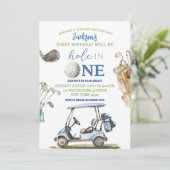 Boy Blue Golf Hole im Freien Geburtstag Einladung (Stehend Vorderseite)