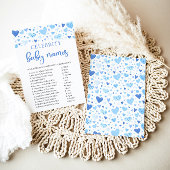 Boy Blue Hearts Valentine Celebrity Baby Name Game Einladung