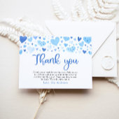 Boy Blue Hearts Valentine Sweetheart Baby Shower Dankeskarte