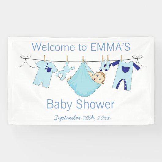 Boy Blue Illustration Baby Showbanner Banner (Horizontal)