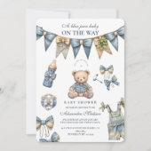 Boy Blue Jean Baby Denim Baby Shower Einladung (Vorderseite)