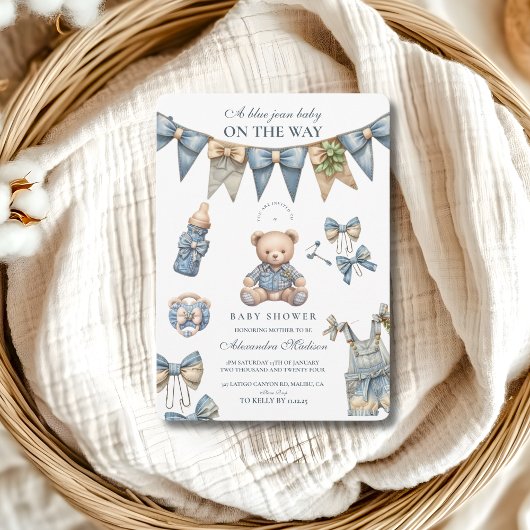 Boy Blue Jean Baby Denim Baby Shower Einladung