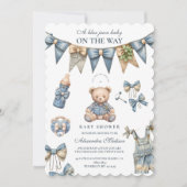 Boy Blue Jean Baby Denim Baby Shower Einladung (Vorderseite)