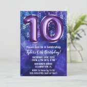 Boy Blue Lila 10. Geburtstag Einladung (Stehend Vorderseite)